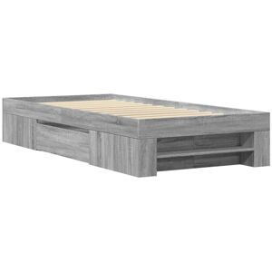 Bed Frame without Mattress Grey Sonoma 100x200 cm Engineered Wood Vidaxl Bed Frame without Mattress Grey Sonoma 100x200 cm Engineered Wood Vidaxl