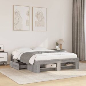 Bed Frame without Mattress Grey Sonoma 140x190 cm Engineered Wood Vidaxl Bed Frame without Mattress Grey Sonoma 140x190 cm Engineered Wood Vidaxl