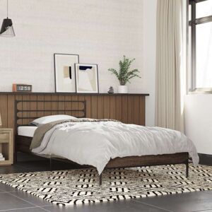 Bed Frame without Mattress Brown Oak 90x190 cm Single vidaXL Bed Frame without Mattress Brown Oak 90x190 cm Single vidaXL