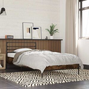 Bed Frame without Mattress Smoked Oak 100x200 cm Vidaxl Bed Frame without Mattress Smoked Oak 100x200 cm Vidaxl