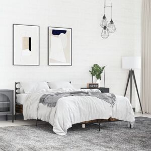 Bed Frame without Mattress Smoked Oak 135x190 cm Double Vidaxl Bed Frame without Mattress Smoked Oak 135x190 cm Double Vidaxl