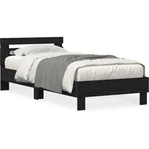 Bed Frame with Headboard Black oak 90 x 200 cm Engineered wood Vidaxl Bed Frame with Headboard Black oak 90 x 200 cm Engineered wood Vidaxl