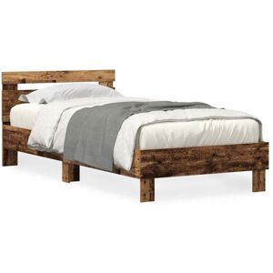Bed Frame with Headboard Old wood 75 x 190 cm Engineered wood Vidaxl Bed Frame with Headboard Old wood 75 x 190 cm Engineered wood Vidaxl