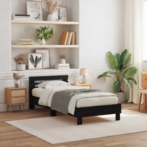 Bed Frame with Headboard Black oak 75 x 190 cm Engineered wood Vidaxl Bed Frame with Headboard Black oak 75 x 190 cm Engineered wood Vidaxl