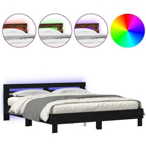 Vidaxl - Bed Frame with Headboard Black oak 200 x 200 cm Engineered wood Vidaxl - Bed Frame with Headboard Black oak 200 x 200 cm Engineered wood