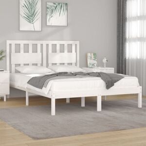 Bed Frame without Mattress White Solid Wood Pine King Size vidaXL Bed Frame without Mattress White Solid Wood Pine King Size vidaXL