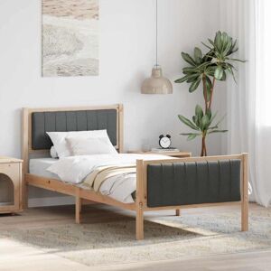 Bed frame Brown and dark grey 90 x 200 cm Solid pine wood vidaXL Bed frame Brown and dark grey 90 x 200 cm Solid pine wood vidaXL