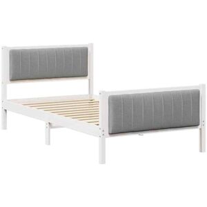 Bed frame White and light grey 100 x 200 cm Solid pine wood vidaXL Bed frame White and light grey 100 x 200 cm Solid pine wood vidaXL