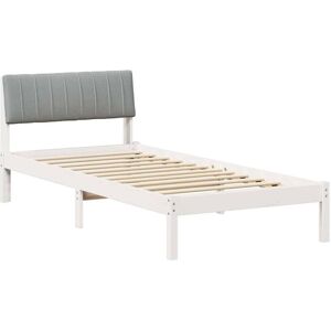 Bed frame White and light grey 90 x 200 cm Solid pine wood vidaXL Bed frame White and light grey 90 x 200 cm Solid pine wood vidaXL