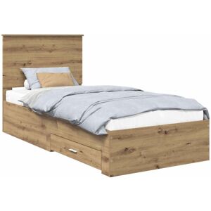 Bed Frame with Drawer Artisan Oak 100 x 200 cm Engineered Wood vidaXL Bed Frame with Drawer Artisan Oak 100 x 200 cm Engineered Wood vidaXL