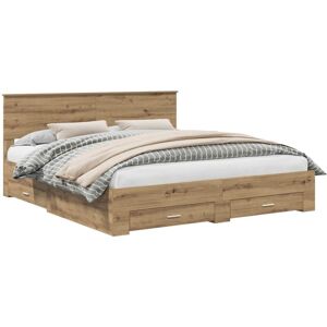 Bed Frame with Drawer Artisan Oak 180 x 200 cm Engineered Wood vidaXL Bed Frame with Drawer Artisan Oak 180 x 200 cm Engineered Wood vidaXL