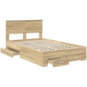 Bed Frame with Drawer Sonoma Oak 120 x 200 cm Engineered Wood vidaXL Bed Frame with Drawer Sonoma Oak 120 x 200 cm Engineered Wood vidaXL