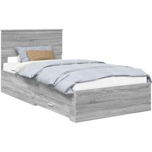 Bed Frame with Drawer Grey Sonoma 100 x 200 cm Engineered Wood vidaXL Bed Frame with Drawer Grey Sonoma 100 x 200 cm Engineered Wood vidaXL