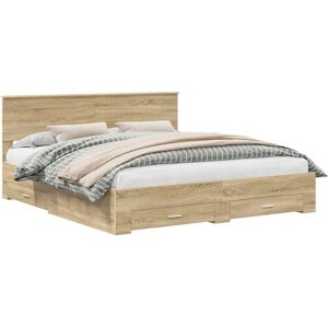 Bed Frame with Drawer Sonoma Oak 180 x 200 cm Engineered Wood vidaXL Bed Frame with Drawer Sonoma Oak 180 x 200 cm Engineered Wood vidaXL