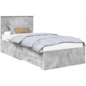 Bed Frame with Drawer Concrete Grey 90 x 190 cm Engineered Wood vidaXL Bed Frame with Drawer Concrete Grey 90 x 190 cm Engineered Wood vidaXL