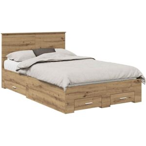 Bed Frame with Drawer Artisan Oak 120 x 190 cm Engineered Wood vidaXL Bed Frame with Drawer Artisan Oak 120 x 190 cm Engineered Wood vidaXL
