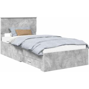 Bed Frame Concrete Grey 100 x 200 cm Engineered Wood vidaXL Bed Frame Concrete Grey 100 x 200 cm Engineered Wood vidaXL