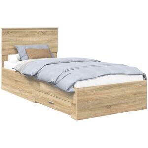 Bed Frame with Headboard Sonoma Oak 90 x 200 cm Engineered Wood vidaXL Bed Frame with Headboard Sonoma Oak 90 x 200 cm Engineered Wood vidaXL