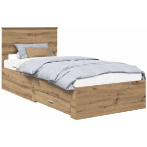 Bed Frame with Drawer Artisan Oak 90 x 190 cm Engineered Wood vidaXL Bed Frame with Drawer Artisan Oak 90 x 190 cm Engineered Wood vidaXL