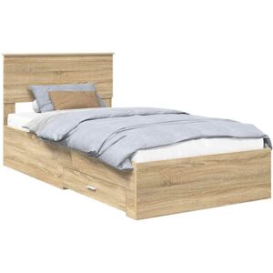 Bed Frame with Drawer Sonoma Oak 100 x 200 cm Engineered Wood vidaXL Bed Frame with Drawer Sonoma Oak 100 x 200 cm Engineered Wood vidaXL