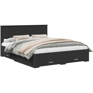 Bed Frame with Headboard Black 160 x 200 cm Engineered Wood vidaXL Bed Frame with Headboard Black 160 x 200 cm Engineered Wood vidaXL