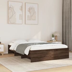 Vidaxl - Bed Frame without Mattress Brown Oak 135x190 cm Double Engineered Wood Vidaxl - Bed Frame without Mattress Brown Oak 135x190 cm Double Engineered Wood