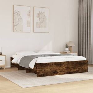 Bed Frame without Mattress Smoked Oak 160x200 cm Engineered Wood Vidaxl Bed Frame without Mattress Smoked Oak 160x200 cm Engineered Wood Vidaxl