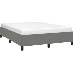 Bed Frame without Mattress Dark Grey 135x190 cm Double Double Fabric vidaXL Bed Frame without Mattress Dark Grey 135x190 cm Double Double Fabric vidaXL