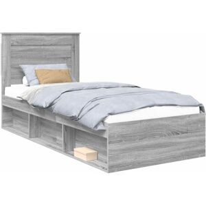 Bed Frame Grey Sonoma 100 x 200 cm Solid Pine Wood vidaXL Bed Frame Grey Sonoma 100 x 200 cm Solid Pine Wood vidaXL