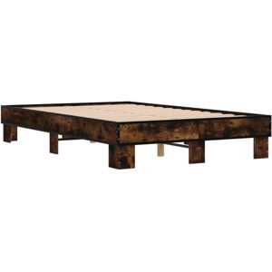 vidaXL Bed Frame Smoked Oak 135x190 cm - Bed Frame vidaXL Bed Frame Smoked Oak 135x190 cm - Bed Frame