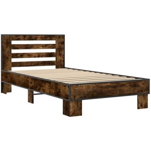 Bed Frame without Mattress Smoked Oak 90x190 cm Single vidaXL Bed Frame without Mattress Smoked Oak 90x190 cm Single vidaXL