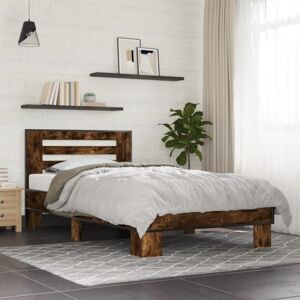 Bed Frame without Mattress Smoked Oak 100x200 cm Vidaxl Bed Frame without Mattress Smoked Oak 100x200 cm Vidaxl