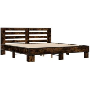 Bed Frame without Mattress Smoked Oak 200x200 cm Vidaxl Bed Frame without Mattress Smoked Oak 200x200 cm Vidaxl