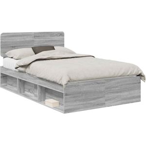 Bed Frame Grey Sonoma 120 x 190 cm Solid Pine Wood vidaXL Bed Frame Grey Sonoma 120 x 190 cm Solid Pine Wood vidaXL