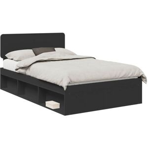Bed Frame with Headboard Black 135 x 190 cm Solid Pine Wood vidaXL Bed Frame with Headboard Black 135 x 190 cm Solid Pine Wood vidaXL