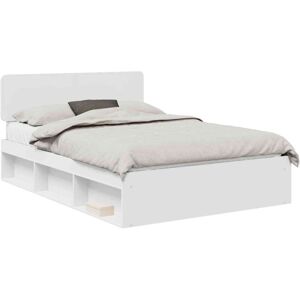 Bed Frame with Headboard White 150 x 200 cm Solid Pine Wood vidaXL Bed Frame with Headboard White 150 x 200 cm Solid Pine Wood vidaXL