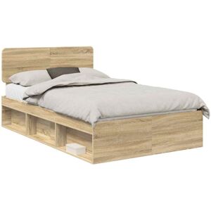 Bed Frame with Headboard Sonoma 120 x 190 cm Solid Pine Wood vidaXL Bed Frame with Headboard Sonoma 120 x 190 cm Solid Pine Wood vidaXL