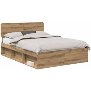 Bed Frame Artisian Oak 160 x 200 cm Solid Pine Wood vidaXL Bed Frame Artisian Oak 160 x 200 cm Solid Pine Wood vidaXL