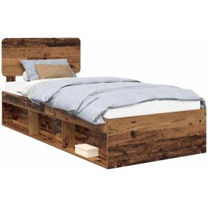 Bed Frame with Headboard Old Wood 90 x 200 cm Solid Pine Wood vidaXL Bed Frame with Headboard Old Wood 90 x 200 cm Solid Pine Wood vidaXL