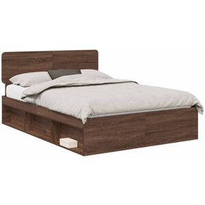 Bed Frame with Headboard Brown Oak 140 x 200 cm Solid Pine Wood vidaXL Bed Frame with Headboard Brown Oak 140 x 200 cm Solid Pine Wood vidaXL