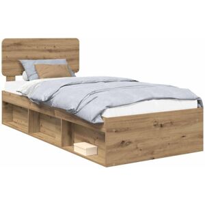 Bed Frame Artisian Oak 90 x 200 cm Solid Pine Wood vidaXL Bed Frame Artisian Oak 90 x 200 cm Solid Pine Wood vidaXL