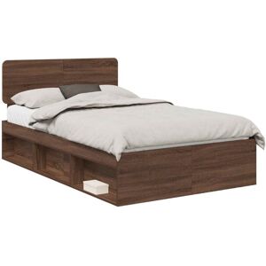 Bed Frame with Headboard Brown Oak 120 x 200 cm Solid Pine Wood vidaXL Bed Frame with Headboard Brown Oak 120 x 200 cm Solid Pine Wood vidaXL