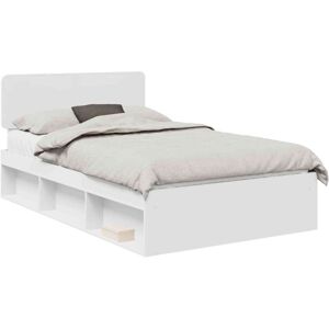 Bed Frame with Headboard White 135 x 190 cm Solid Pine Wood vidaXL Bed Frame with Headboard White 135 x 190 cm Solid Pine Wood vidaXL
