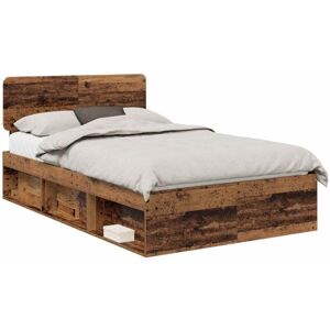 Bed Frame with Headboard Old Wood 120 x 200 cm Solid Pine Wood vidaXL Bed Frame with Headboard Old Wood 120 x 200 cm Solid Pine Wood vidaXL