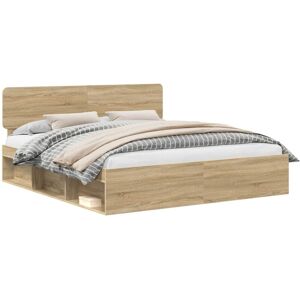 Bed Frame with Headboard Sonoma 180 x 200 cm Solid Pine Wood vidaXL Bed Frame with Headboard Sonoma 180 x 200 cm Solid Pine Wood vidaXL