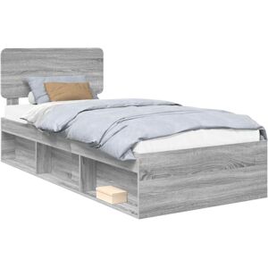 Bed Frame Grey Sonoma 90 x 190 cm Solid Pine Wood vidaXL Bed Frame Grey Sonoma 90 x 190 cm Solid Pine Wood vidaXL