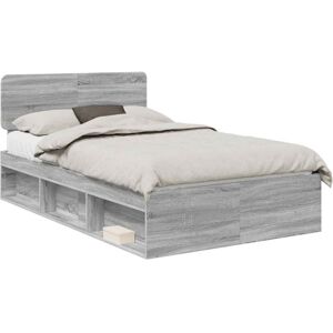 Bed Frame Grey Sonoma 120 x 200 cm Solid Pine Wood vidaXL Bed Frame Grey Sonoma 120 x 200 cm Solid Pine Wood vidaXL