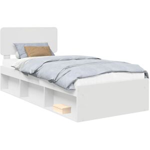 Bed Frame with Headboard White 75 x 190 cm Solid Pine Wood vidaXL Bed Frame with Headboard White 75 x 190 cm Solid Pine Wood vidaXL
