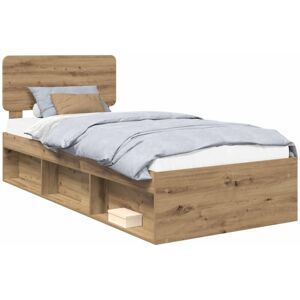 Bed Frame Artisian Oak 100 x 200 cm Solid Pine Wood vidaXL Bed Frame Artisian Oak 100 x 200 cm Solid Pine Wood vidaXL