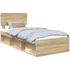 Bed Frame with Headboard Sonoma 100 x 200 cm Solid Pine Wood vidaXL Bed Frame with Headboard Sonoma 100 x 200 cm Solid Pine Wood vidaXL